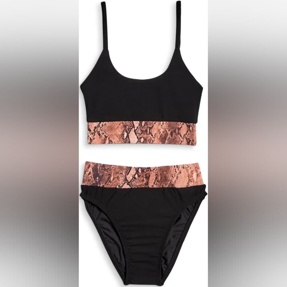 PQ Girl's Swimsuit Bikini SET 2-Piece Snake Skin Print NWT Sz 8